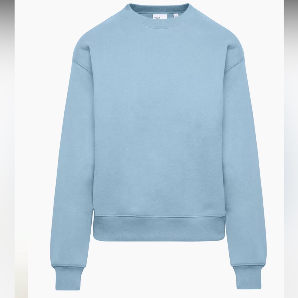 Aritzia Tna  COZY FLEECE PERFECT CREW SWEATSHIRT STRATUS BLUE